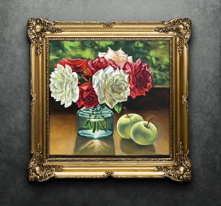 (CreativeWork) Roses and Apples by Irina Redine. Oil. Shop online at Bluethumb.