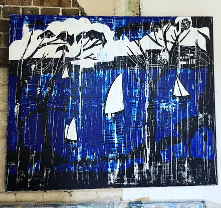 (CreativeWork) Lane Cove River by Elias Baydoun. Acrylic. Shop online at Bluethumb.