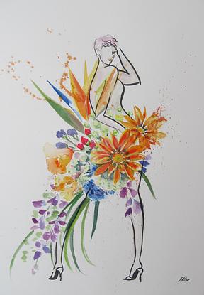 (CreativeWork) Flower Bouquet No.03 by Iko Maddox. Watercolour. Shop online at Bluethumb.