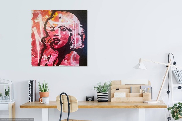 (CreativeWork) Marylin sealed with a kiss by Rebecca Edwards. Mixed Media. Shop online at Bluethumb.