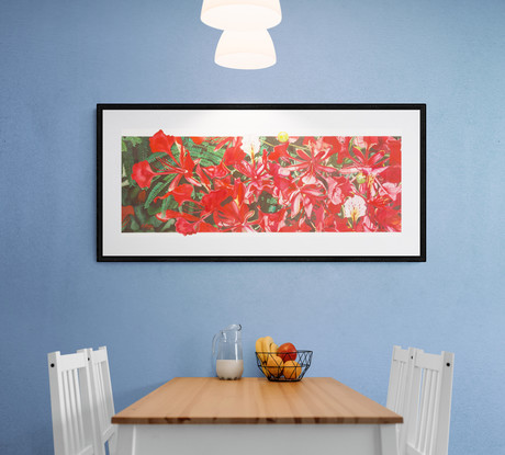 A image of the rich red flowers of the poinciana tree.