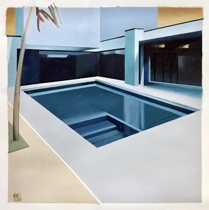 (CreativeWork) Urban pool by Geoff Coleman. Acrylic. Shop online at Bluethumb.