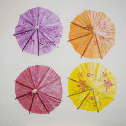 (CreativeWork) Parasol Party 03 by Sarah Park. Oil. Shop online at Bluethumb.