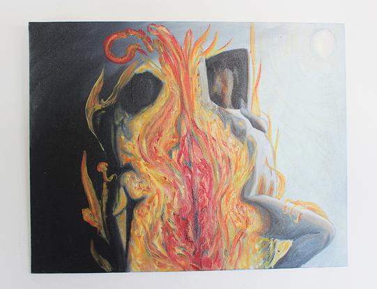 (CreativeWork) Yoni Fire Ritual by Deanne Koopelian. Oil. Shop online at Bluethumb.