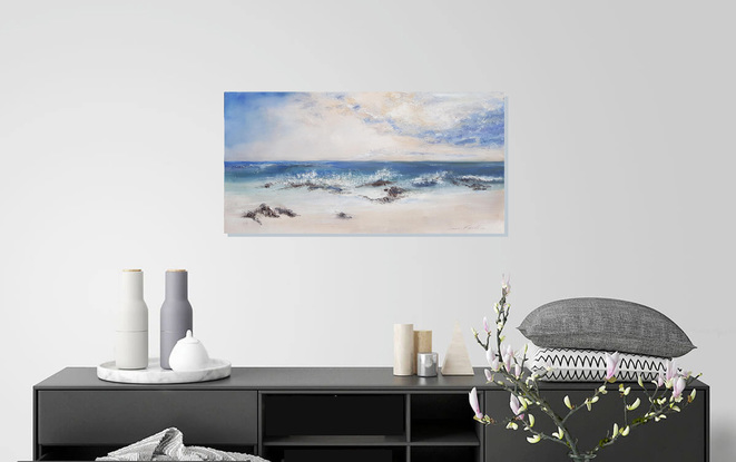 (CreativeWork) Dawn At City Beach by Laurie Franklin. Oil. Shop online at Bluethumb.