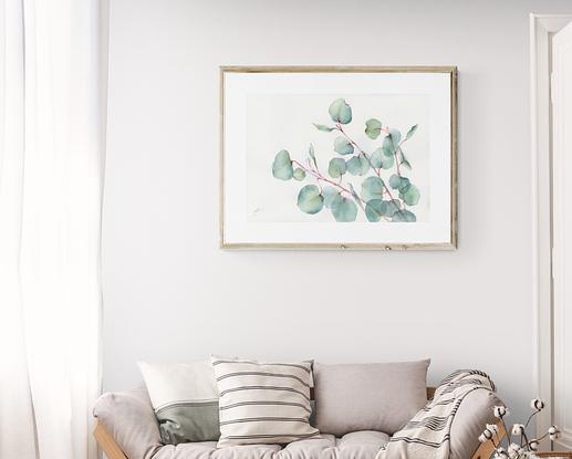 (CreativeWork) Eucalyptus leaves by Cecilia Xiao. Watercolour. Shop online at Bluethumb.