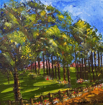 (CreativeWork) Behind the trees by Carmen Iglesias. Acrylic. Shop online at Bluethumb.