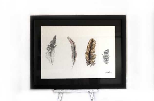 (CreativeWork) " Firstly, feathers" by Todd Bourke. Mixed Media. Shop online at Bluethumb.