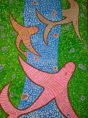 (CreativeWork) SKY WHALES, Spiral of Delight. by stephen harris. Acrylic. Shop online at Bluethumb.