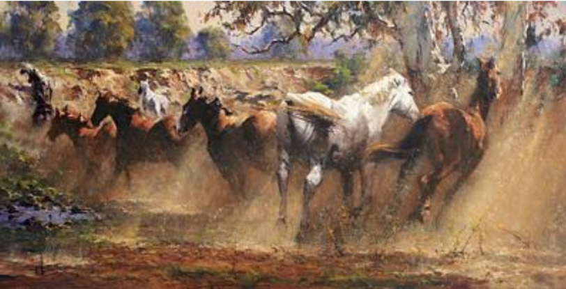 Horses, action, dust and great Australiana, highly collectible.