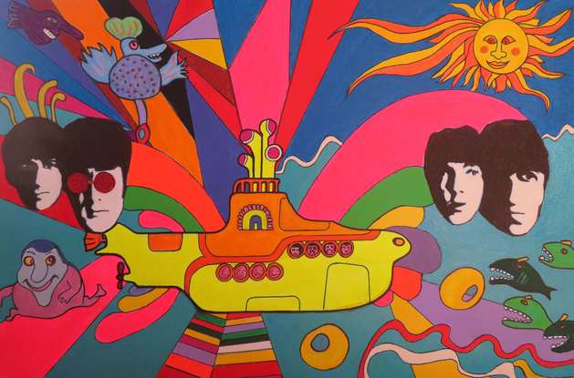 (CreativeWork) Yellow Submarine by Alan Barron. Acrylic. Shop online at Bluethumb.