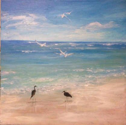 (CreativeWork) Birds at the Beach by suzanne cooper. Acrylic. Shop online at Bluethumb.