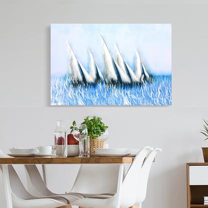 yachts racing on blue ocean