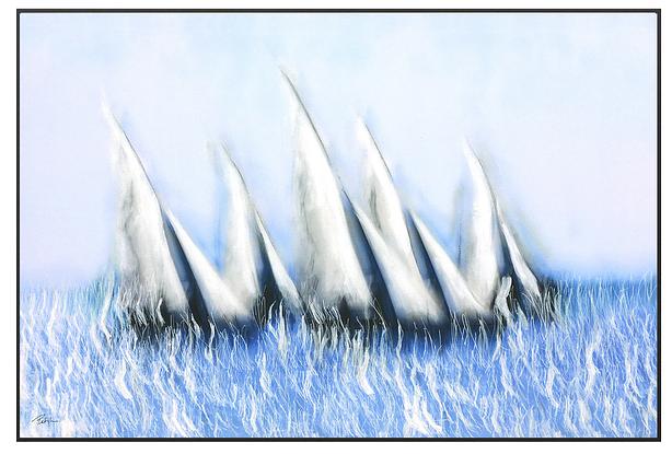 yachts racing on blue ocean