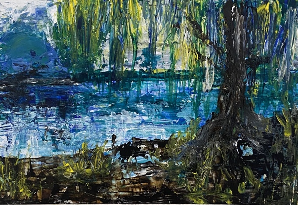 (CreativeWork) Weeping Willow by suzanne cooper. Acrylic. Shop online at Bluethumb.