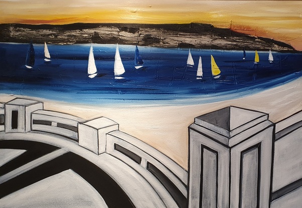 (CreativeWork) Sunrise @ Balmoral  by Karyn Driscoll. Oil. Shop online at Bluethumb.