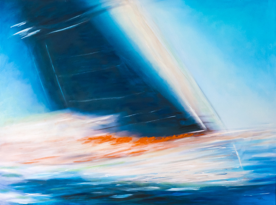 Yacht racing sailing on ocean