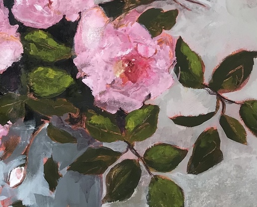 (CreativeWork) First Roses by Suzie Martell. Acrylic. Shop online at Bluethumb.