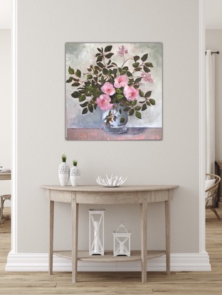 (CreativeWork) First Roses by Suzie Martell. Acrylic. Shop online at Bluethumb.