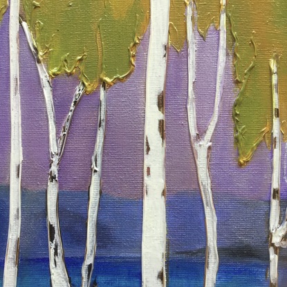 (CreativeWork) Birches on the river by Antoinette Andersen. Mixed Media. Shop online at Bluethumb.