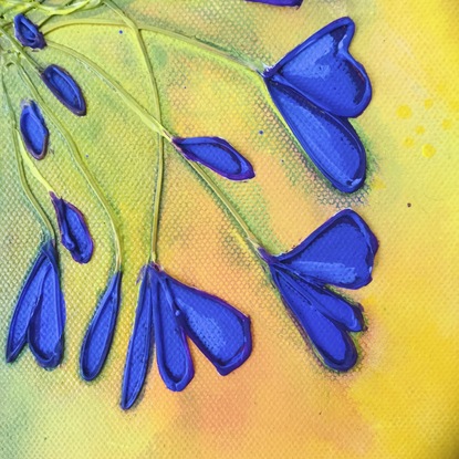 (CreativeWork) Bright Agapanthus  by Antoinette Andersen. Mixed Media. Shop online at Bluethumb.