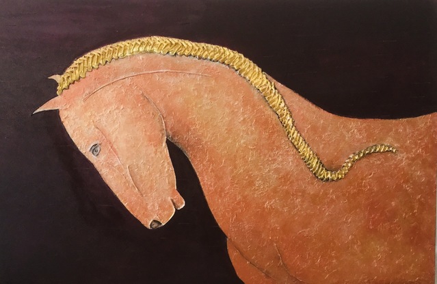 (CreativeWork) Golden Braid by Antoinette Andersen. Mixed Media. Shop online at Bluethumb.