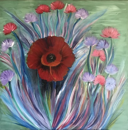 (CreativeWork) Poppies by Divina Guerrera. Acrylic. Shop online at Bluethumb.