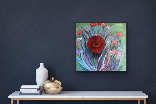 (CreativeWork) Poppies by Divina Guerrera. Acrylic. Shop online at Bluethumb.