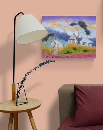 Australian landscape painted in a whimsical style