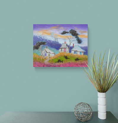 Australian landscape painted in a whimsical style