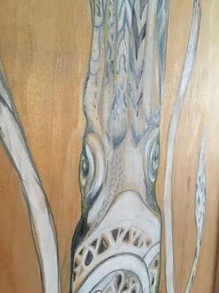 (CreativeWork) Squid by Sam Van. Mixed Media. Shop online at Bluethumb.