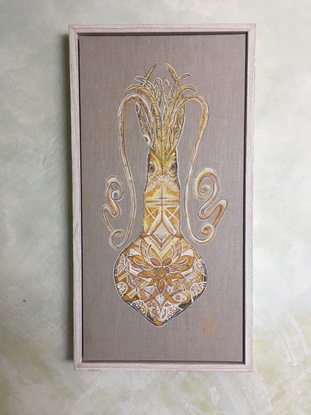 (CreativeWork) Gold  Squid  by Sam Van. Acrylic. Shop online at Bluethumb.