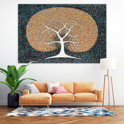 (CreativeWork) Tree - Golden Copper Blossom Textured Abstract SOLD for Nicola by Miranda Lloyd. Mixed Media. Shop online at Bluethumb.