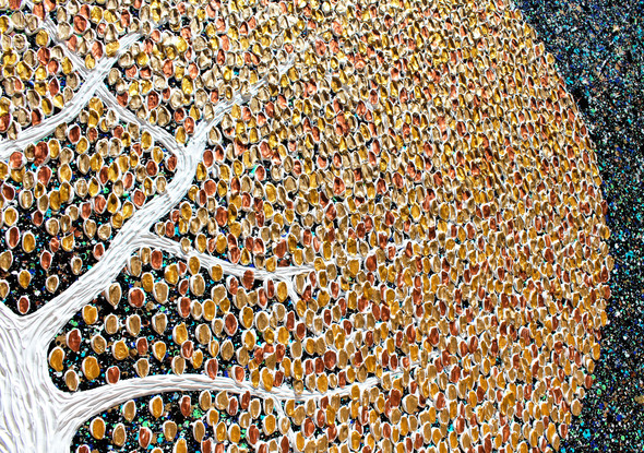 (CreativeWork) Tree - Golden Copper Blossom Textured Abstract SOLD for Nicola by Miranda Lloyd. Mixed Media. Shop online at Bluethumb.