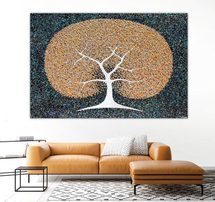 (CreativeWork) Tree - Golden Copper Blossom Textured Abstract SOLD for Nicola by Miranda Lloyd. Mixed Media. Shop online at Bluethumb.