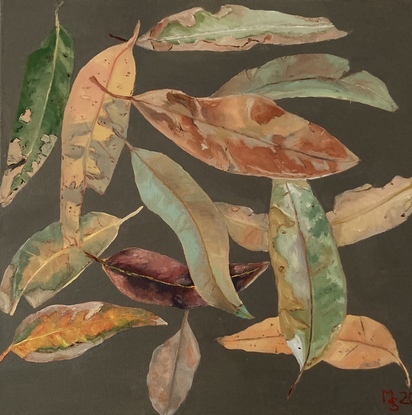 (CreativeWork) Fallen Leaves Underfoot  by Melissa Sundborn. Oil. Shop online at Bluethumb.