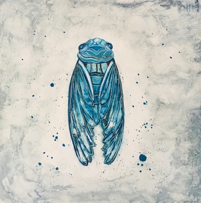 (CreativeWork) Blue Moon Cicada  by april white. Acrylic. Shop online at Bluethumb.