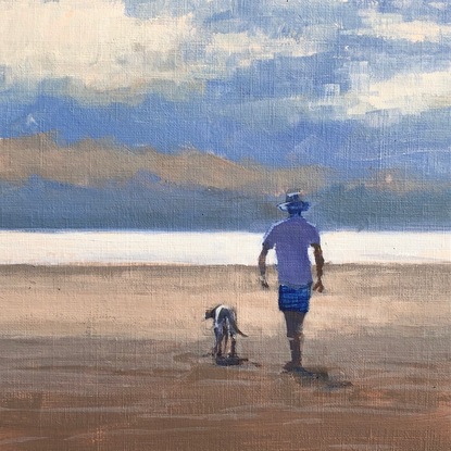 (CreativeWork) Walking the Dog by Peter Studley. Acrylic. Shop online at Bluethumb.