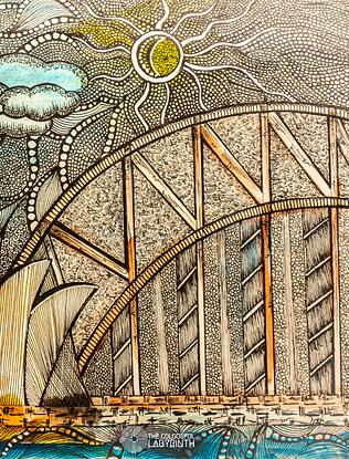 (CreativeWork) Bridge that connects dreams and the sky by Anjali Gopalakrishnan(the colourful labyrinth). Reproduction Print. Shop online at Bluethumb.