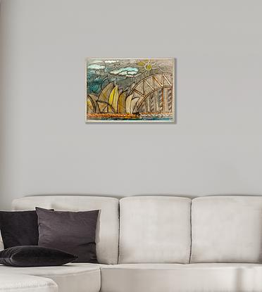 (CreativeWork) Bridge that connects dreams and the sky by Anjali Gopalakrishnan(the colourful labyrinth). Reproduction Print. Shop online at Bluethumb.