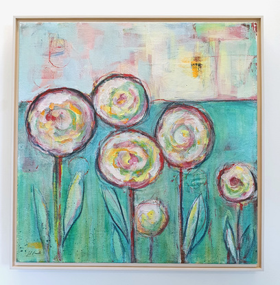 (CreativeWork) Bright Floral Wall Art - Pink Poppies  by Julie Smith. Acrylic. Shop online at Bluethumb.