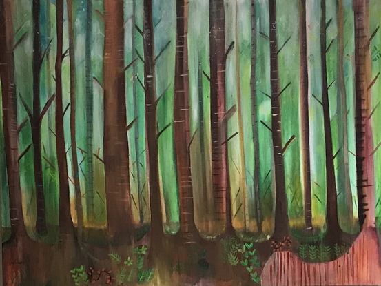 (CreativeWork) A Bushwalk by Lina Omair. Acrylic. Shop online at Bluethumb.