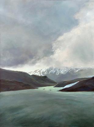 (CreativeWork) The Misty Mountains by Laura Phillips. Oil. Shop online at Bluethumb.