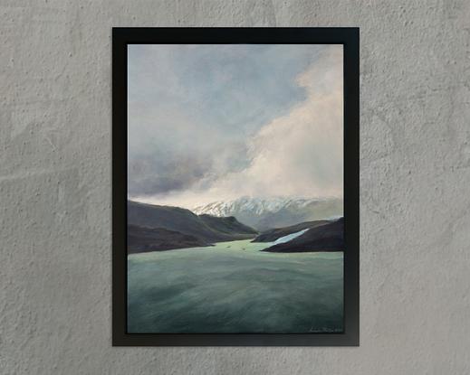 (CreativeWork) The Misty Mountains by Laura Phillips. Oil. Shop online at Bluethumb.