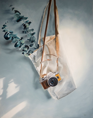 (CreativeWork) Tote Life by Sarah Park. Oil. Shop online at Bluethumb.