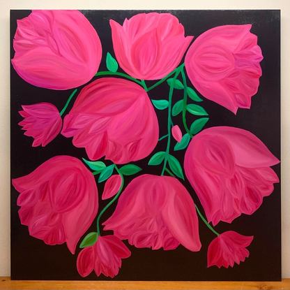 (CreativeWork) Roses by Nora Diamant. Acrylic. Shop online at Bluethumb.