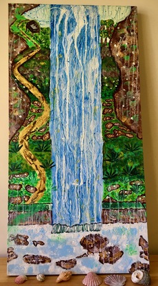 (CreativeWork) Wowser Waterfall by Spicy Arty Tresures Appealing. Acrylic. Shop online at Bluethumb.