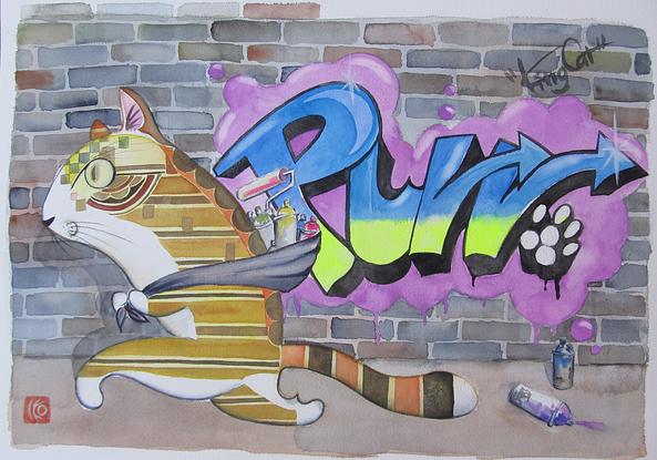 (CreativeWork) Graffiti Cat  No.2 by Iko Maddox. Drawing. Shop online at Bluethumb.