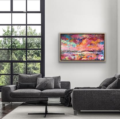 (CreativeWork) Sydney Harbour by Jos Coufreur. Acrylic. Shop online at Bluethumb.