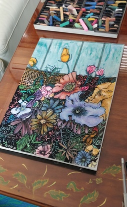 (CreativeWork) Fancy Florals by Anna Boros. Drawing. Shop online at Bluethumb.